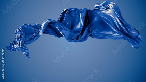 Blue satin cloth on a blue background