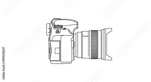 Digital SLR Camera Line Art Illustration