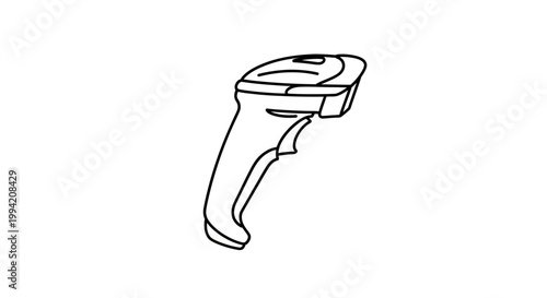 Minimalist Line Art Illustration of a Handheld Barcode Scanner