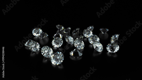 Sparkling diamonds on black background