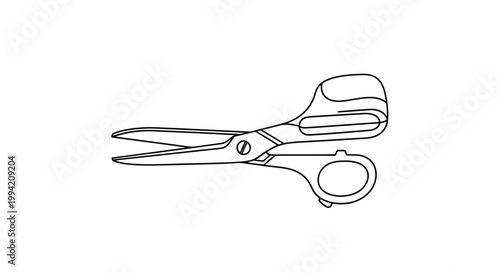Simple Line Art Illustration of Office Scissors