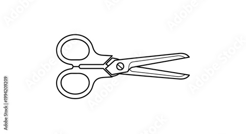 Simple Line Art Illustration of Open Scissors