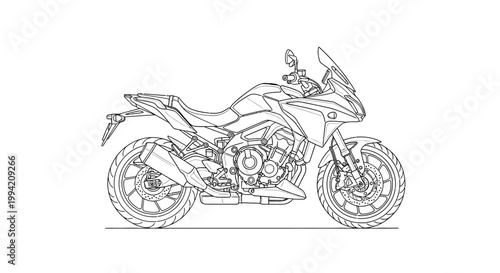 Sport Touring Motorcycle Line Art Illustration