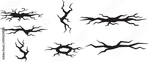 Ground crack and hole in floor texture vector art. earthquake damage and road split for destruction concept