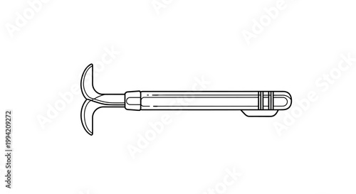 Technical Line Drawing of a Surgical Retractor Instrument