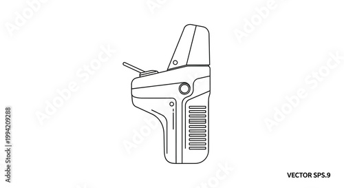 Vector Line Art Illustration of a Modern Handheld Industrial Tool