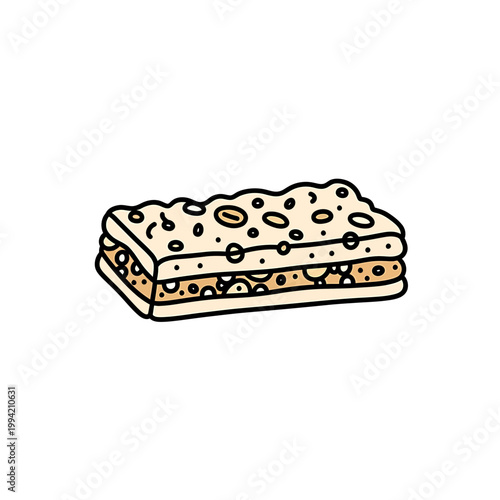 Vector illustration of a layered crispbread or healthy cereal bar