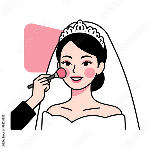 Bride getting makeup done for wedding ceremony vector illustration
