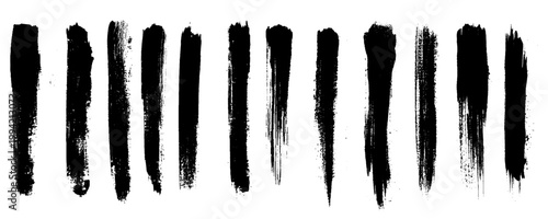 Pack of Black Grunge set of Brush Stroke Vector Collection. Vector brush set. Black lines and spots on white background