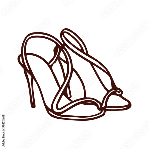 Elegant Strappy Sandals Line Art