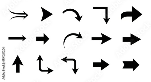 Collection of Various Directional Arrow Icons.