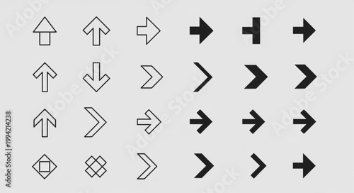 Collection of Various Arrow Icons and Symbols.