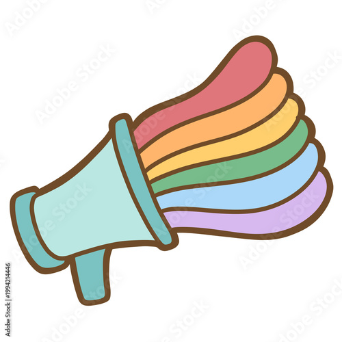 Cute Pride Month Rainbow Megaphone clipart png