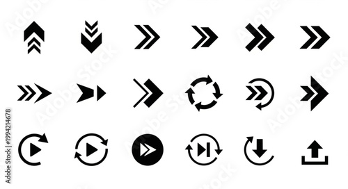 Collection of various black arrow icons and symbols.