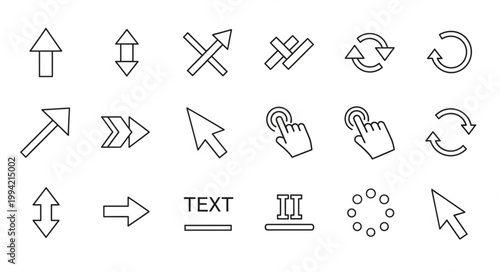 Collection of various computer cursor and arrow icons.