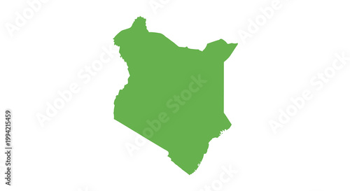 A vibrant green silhouette depicts the geographical shape of the african nation of kenya high quality professional detailed