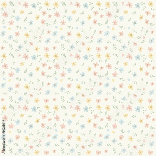 Seamless Pastel Floral Pattern with Small Flowers