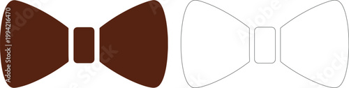 Brown bow tie silhouette and outline