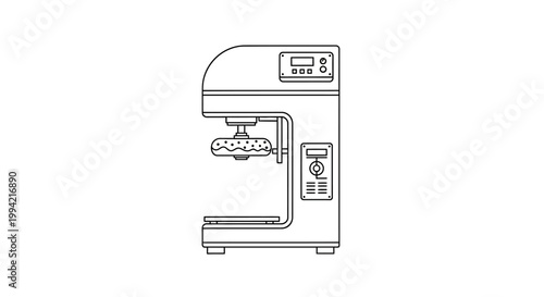 Donut Making Machine Line Art Illustration