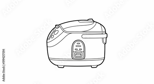 Line Art Illustration of a Modern Electric Rice Cooker