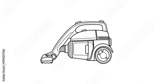 Line Art Illustration of a Modern Household Vacuum Cleaner