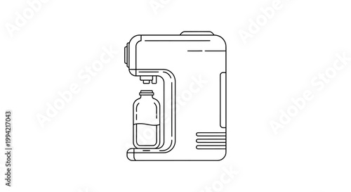 Line Art Illustration of a Modern Sparkling Water Carbonation Machine