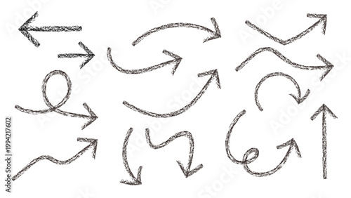 チョーク調の太い手描き風矢印セット