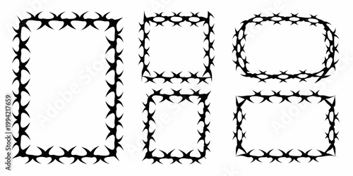 Black thorn frames in various rectangular and rounded shapes displayed on white
