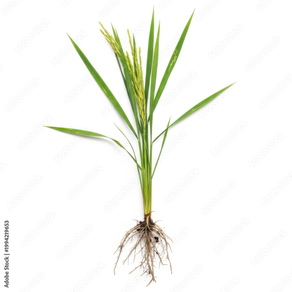 Fototapeta premium Fresh green rice plant isolated on white background vector illustration
