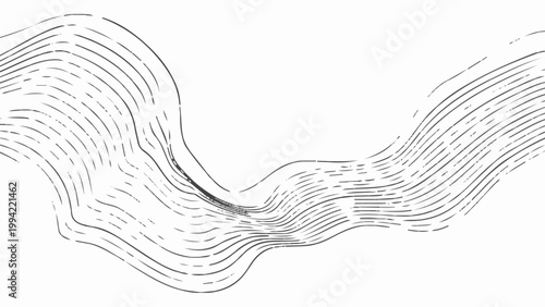 A minimalist line art illustration of wavy topographic contours on a white background