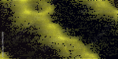 Abstract digital pattern with yellow dots on a black background