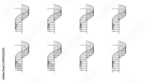Modern Spiral Staircase Design Illustration on White Background