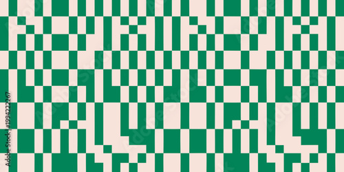 Abstract pattern of vertical green and beige rectangles creating a wavy effect