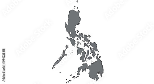 A grayscale silhouette depicts the archipelago of the republic of the philippines showing its complex island geography