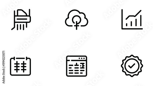 Modern Icon Set: A visually striking collection of minimalist icons, each representing a distinct concept, offering a glimpse into the diverse realm of digital interfaces and technological innovation.