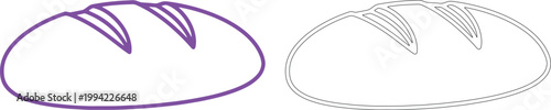 Purple and black outline loaf of bread food baking