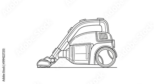 Line Art Illustration of a Modern Vacuum Cleaner