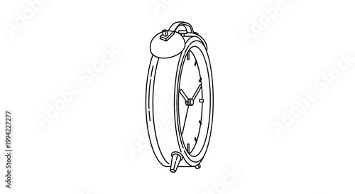 Minimalist Line Art Alarm Clock Illustration