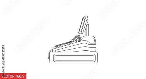 Minimalist Line Art Cash Register Vector Illustration