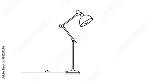 Minimalist Line Art Drawing of an Adjustable Desk Lamp