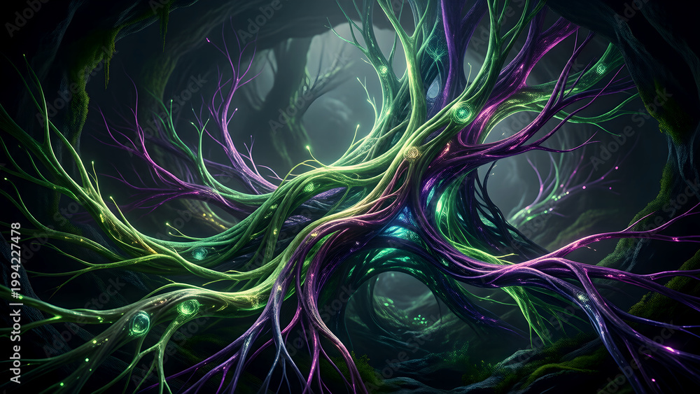 Fototapeta premium Smart Grid Neural Mesh for Utility Whitepaper Fortune 500 Investor Pitch Deck Organic Bioluminescent Generative Hero