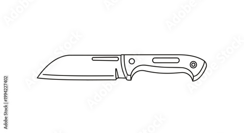 Minimalist Line Art Illustration of a Fixed Blade Hunting Knife
