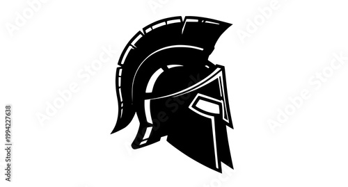 Ancient spartan helmet a bold black and white illustration