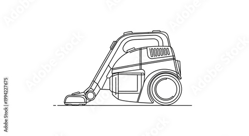 Minimalist Line Art Illustration of a Modern Vacuum Cleaner