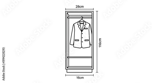 Technical Drawing of a Clothing Wardrobe with Dimensions