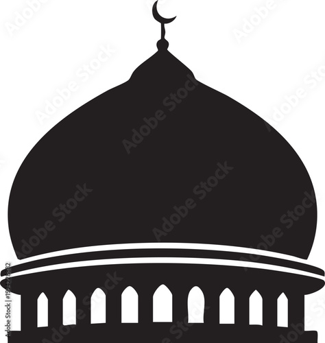 Islamic architectural dome with crescent moon finial