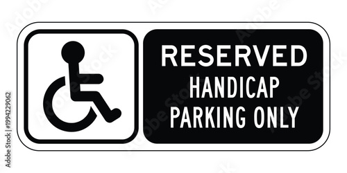 Reserved Handicap Parking Sign Set High Quality Vector Graphics for ADA Compliance and Property Management Signage
