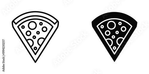 Comparison of a classic cheese pizza slice versus a black-themed variant slice illustration