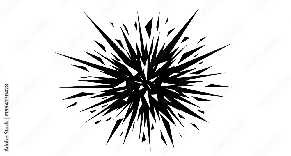 Naklejka premium Abstract black starburst a dynamic explosion of sharp jagged shapes on a white background