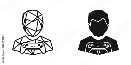 Contrast of digital and human gamers holding video game controllers